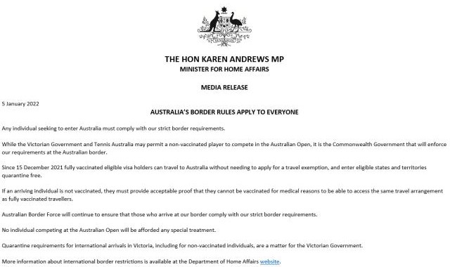 彩经网彩票走势图大全-德约医疗豁免再遭审查？澳总理：若不符要求将遣返